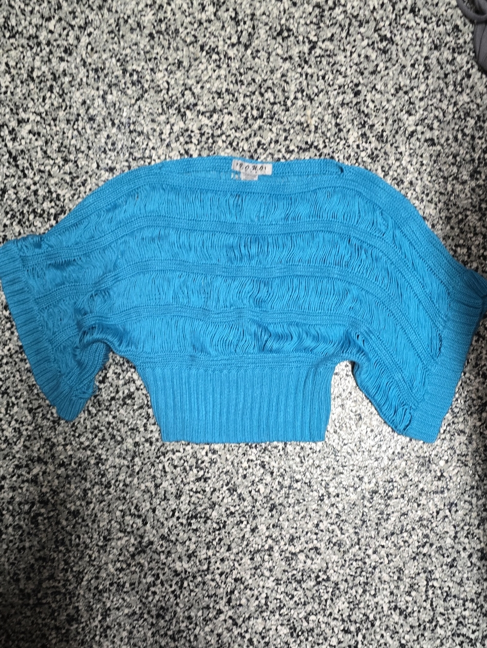 Bright Teal Knit Cropped Sweater